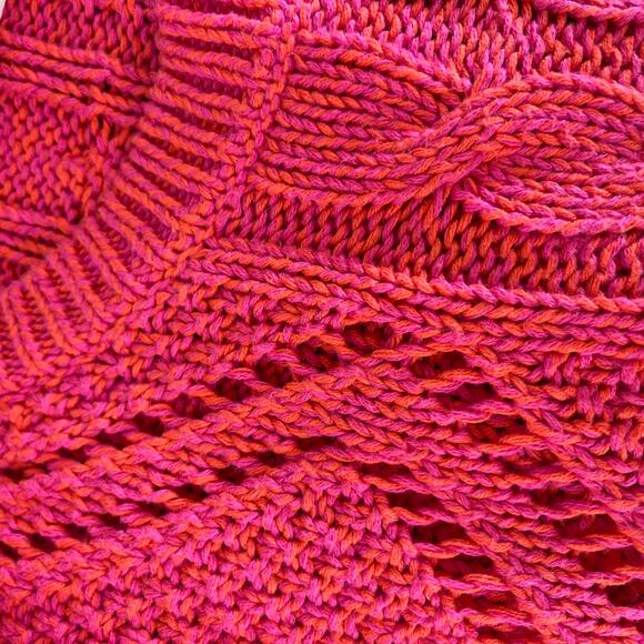 American Eagle chunky knit sweater women's size large pink fuchsia and orange - Picture 5 of 14
